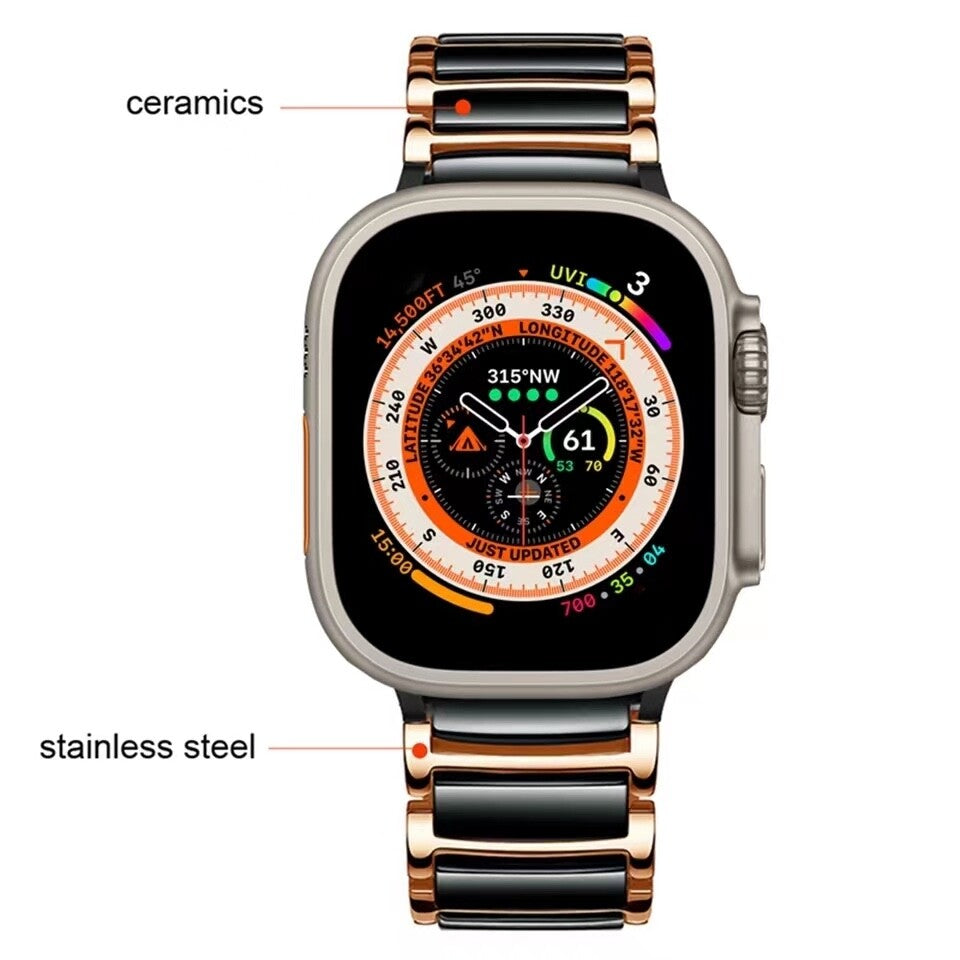 STAINLESS STEEL APPLE WATCH BAND 10/9/8/7/6/5/4/SE ULTRA 1/2 MULTICOLOR LUXURY