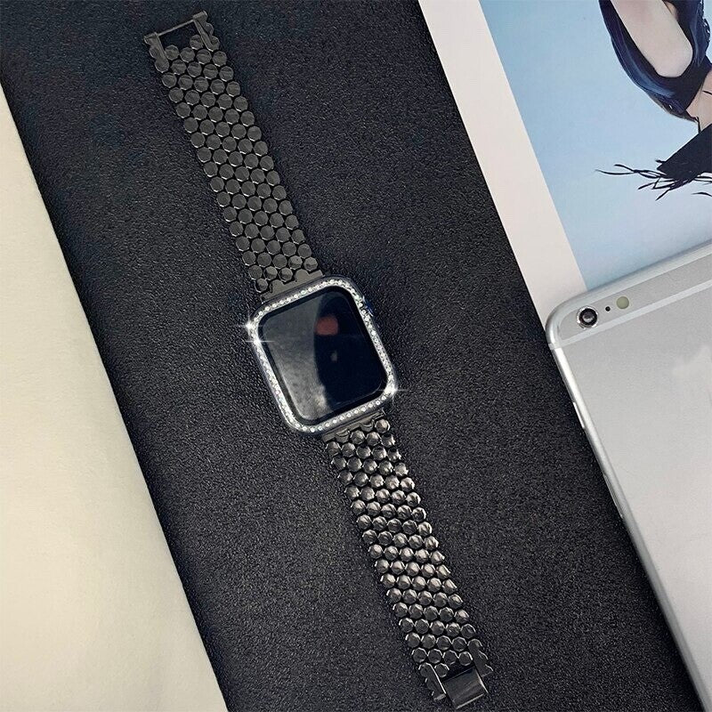 STAINLESS STEEL APPLE WATCH BAND 10/9/8/7/6/5/4/SE ULTRA 1/2 MULTICOLOR LUXURY