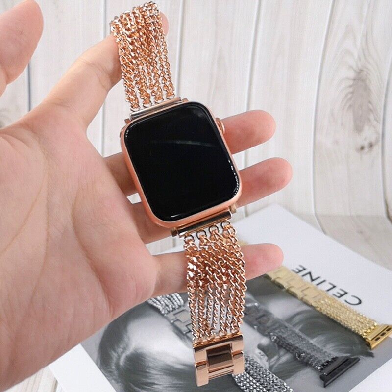 STAINLESS STEEL APPLE WATCH BAND 10/9/8/7/6/5/4/SE ULTRA 1/2 MULTICOLOR LUXURY