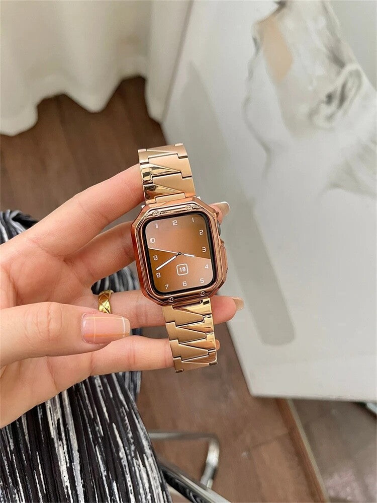 STAINLESS STEEL APPLE WATCH BAND 10/9/8/7/6/5/4/SE ULTRA 1/2 MULTICOLOR LUXURY