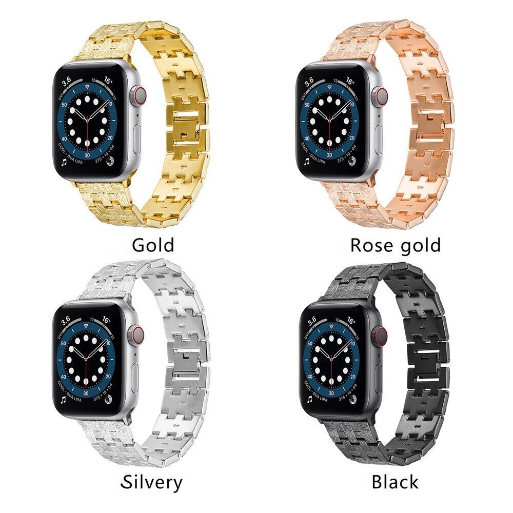 STAINLESS STEEL APPLE WATCH BAND 10/9/8/7/6/5/4/SE ULTRA 1/2 MULTICOLOR LUXURY