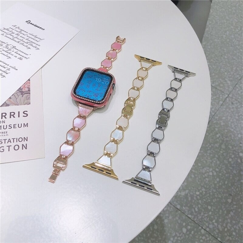 STAINLESS STEEL APPLE WATCH BAND 10/9/8/7/6/5/4/SE ULTRA 1/2 MULTICOLOR LUXURY