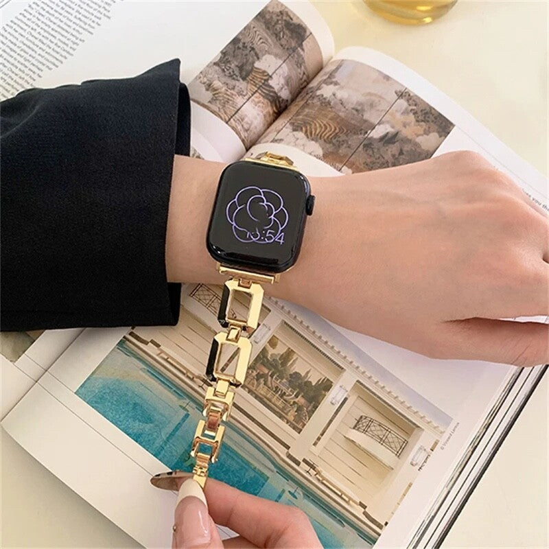STAINLESS STEEL APPLE WATCH BAND 10/9/8/7/6/5/4/SE ULTRA 1/2 MULTICOLOR LUXURY
