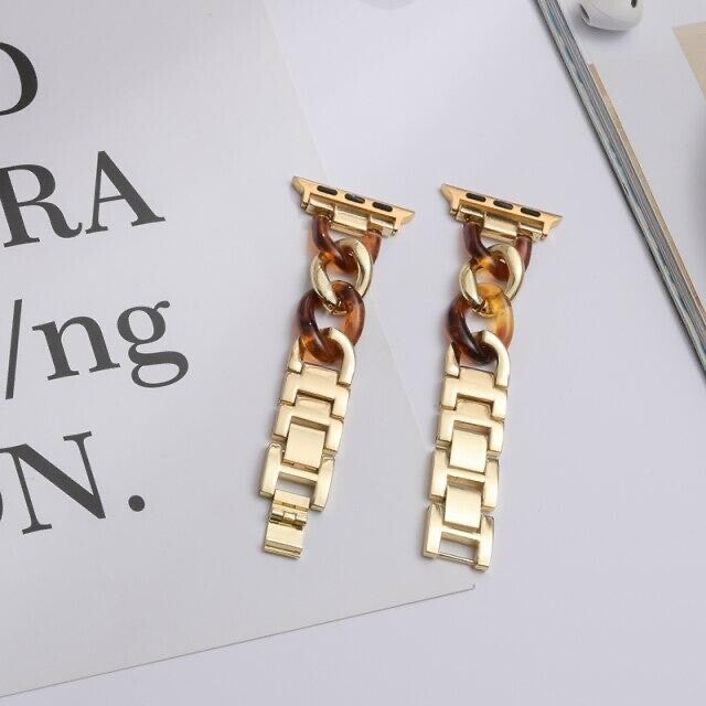 STAINLESS STEEL APPLE WATCH BAND 10/9/8/7/6/5/4/SE ULTRA 1/2 MULTICOLOR LUXURY