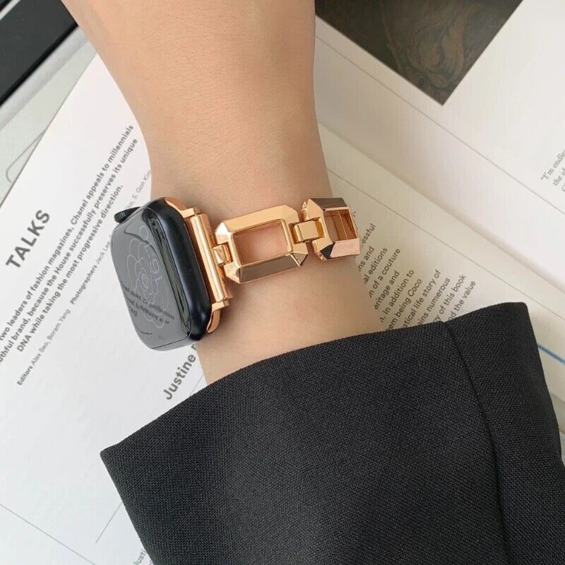 STAINLESS STEEL APPLE WATCH BAND 10/9/8/7/6/5/4/SE ULTRA 1/2 MULTICOLOR LUXURY