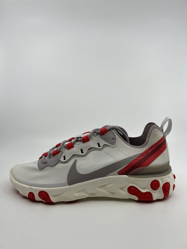 Nike Women's React Element 55 White Red Athletic Sneakers Shoes Size 7,5