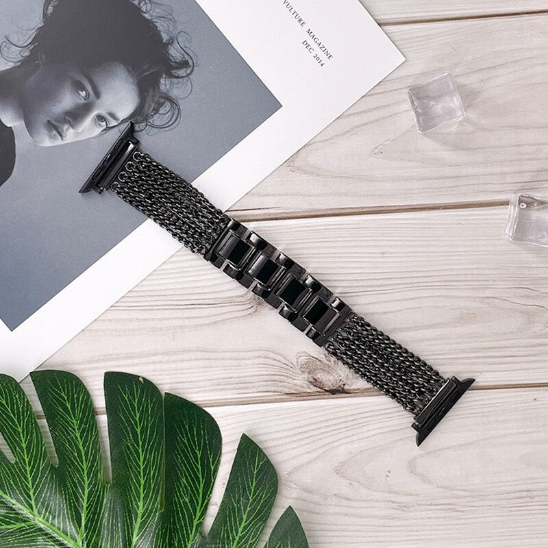 STAINLESS STEEL APPLE WATCH BAND 10/9/8/7/6/5/4/SE ULTRA 1/2 MULTICOLOR LUXURY