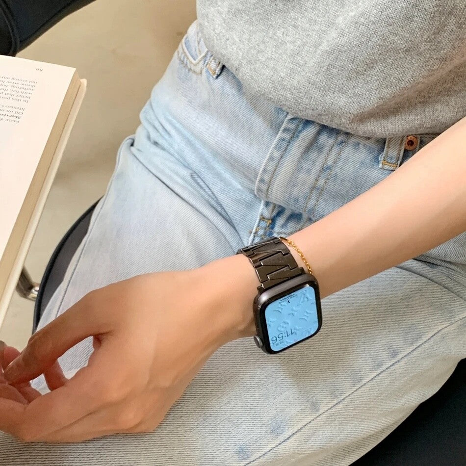 STAINLESS STEEL APPLE WATCH BAND 10/9/8/7/6/5/4/SE ULTRA 1/2 MULTICOLOR LUXURY
