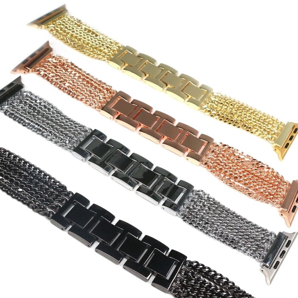 STAINLESS STEEL APPLE WATCH BAND 10/9/8/7/6/5/4/SE ULTRA 1/2 MULTICOLOR LUXURY