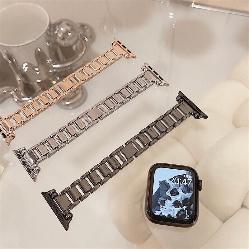 STAINLESS STEEL APPLE WATCH BAND 10/9/8/7/6/5/4/SE ULTRA 1/2 MULTICOLOR LUXURY