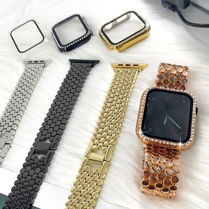 STAINLESS STEEL APPLE WATCH BAND 10/9/8/7/6/5/4/SE ULTRA 1/2 MULTICOLOR LUXURY