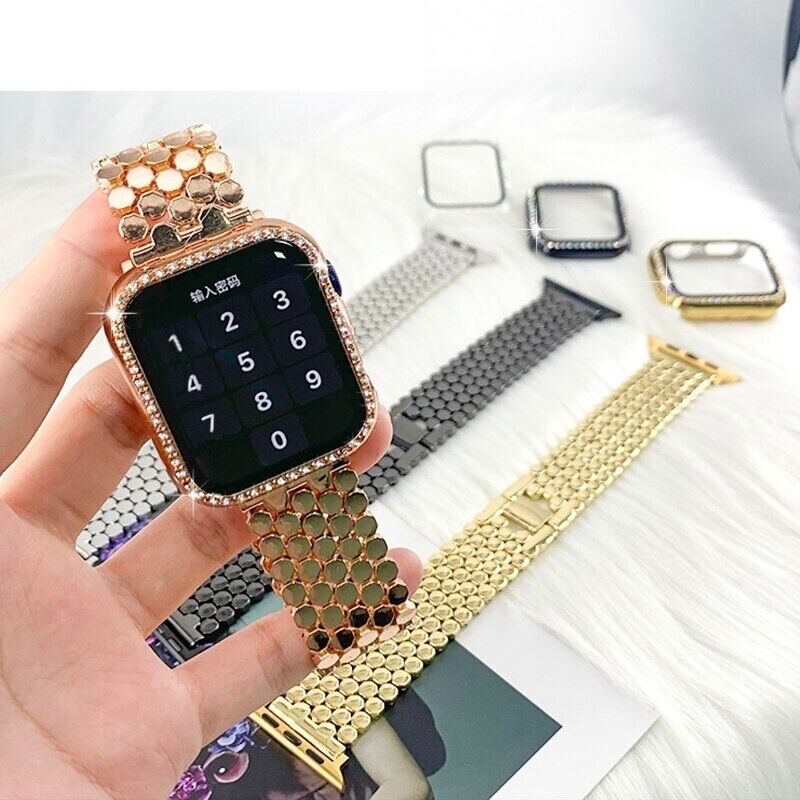 STAINLESS STEEL APPLE WATCH BAND 10/9/8/7/6/5/4/SE ULTRA 1/2 MULTICOLOR LUXURY