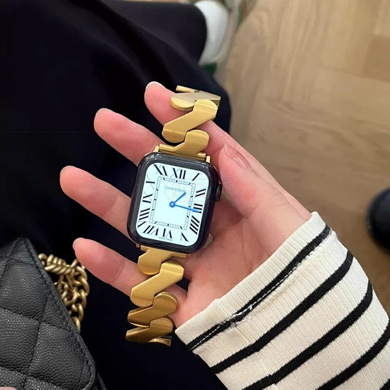 STAINLESS STEEL APPLE WATCH BAND 10/9/8/7/6/5/4/SE ULTRA 1/2 MULTICOLOR LUXURY