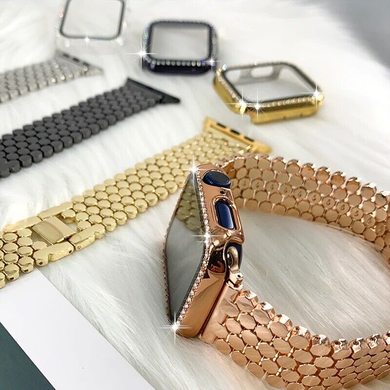 STAINLESS STEEL APPLE WATCH BAND 10/9/8/7/6/5/4/SE ULTRA 1/2 MULTICOLOR LUXURY