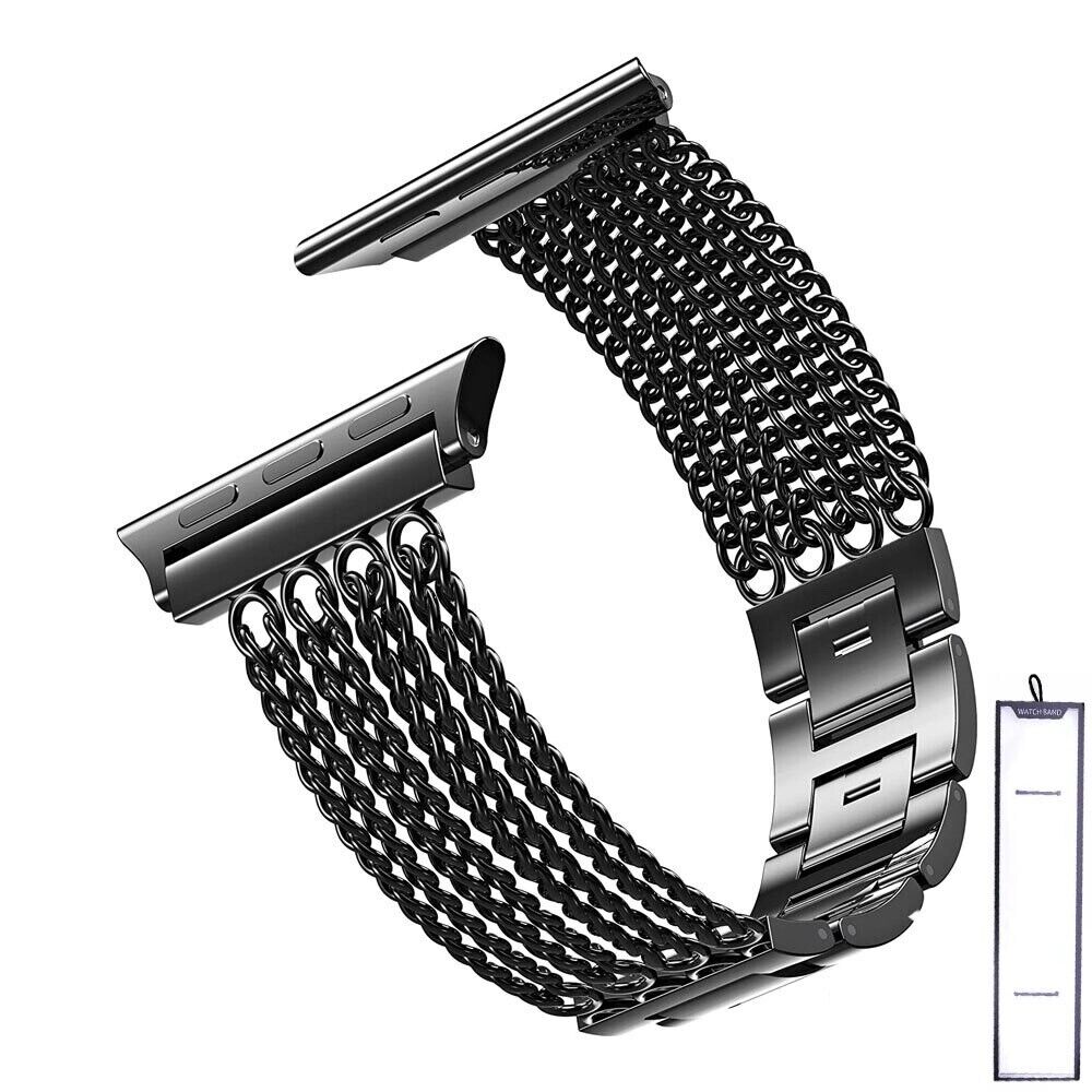 STAINLESS STEEL APPLE WATCH BAND 10/9/8/7/6/5/4/SE ULTRA 1/2 MULTICOLOR LUXURY