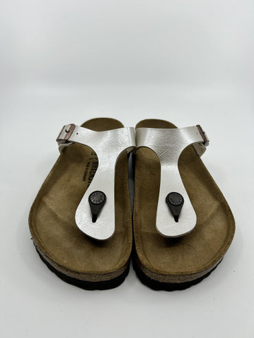 ♻️✅Birkenstock Gizeh BS MetallicSilver Women's Sandal US6 Brand New Recycled Box