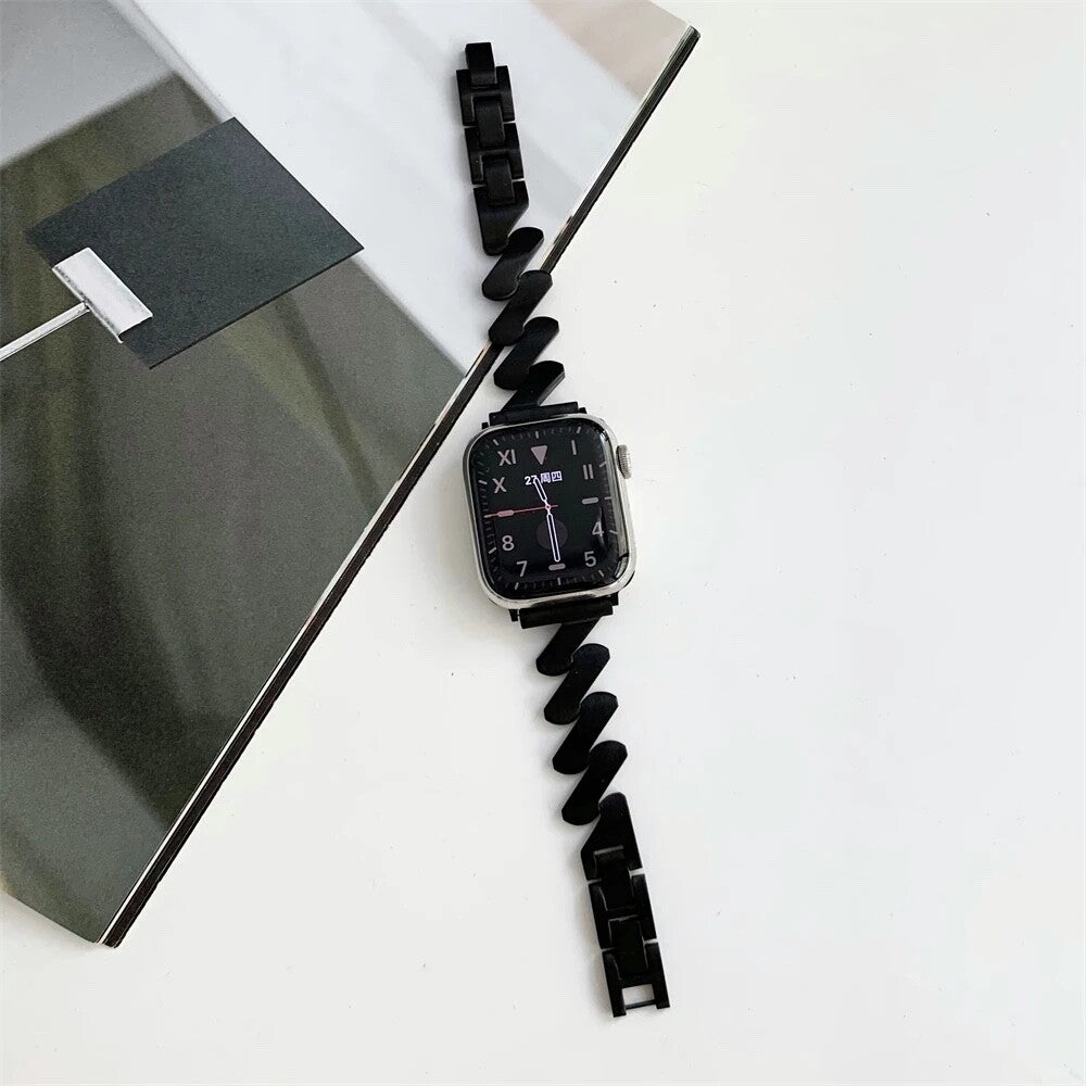 STAINLESS STEEL APPLE WATCH BAND 10/9/8/7/6/5/4/SE ULTRA 1/2 MULTICOLOR LUXURY