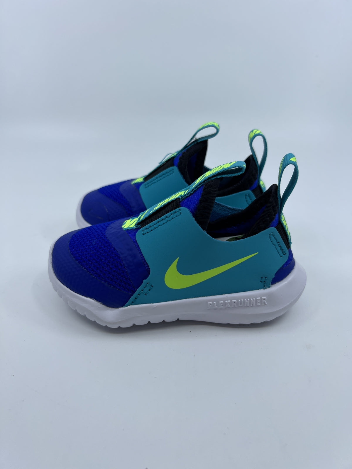 ♻️✅Nike Flex Runner (TD) Blue/Green Slip-On Shoes AT4665-601 Toddler US5C