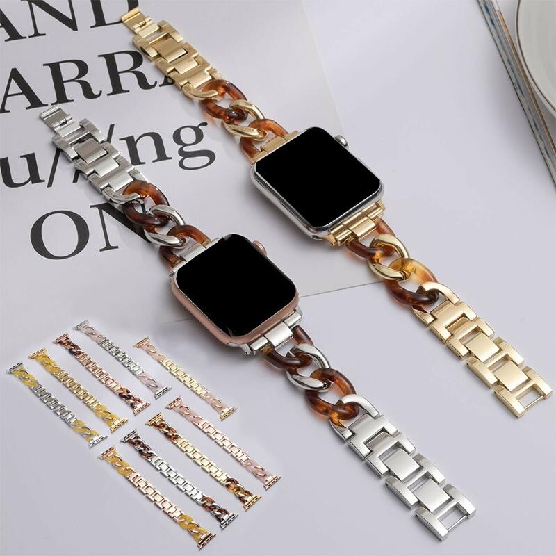 STAINLESS STEEL APPLE WATCH BAND 10/9/8/7/6/5/4/SE ULTRA 1/2 MULTICOLOR LUXURY