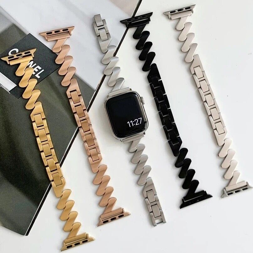 STAINLESS STEEL APPLE WATCH BAND 10/9/8/7/6/5/4/SE ULTRA 1/2 MULTICOLOR LUXURY