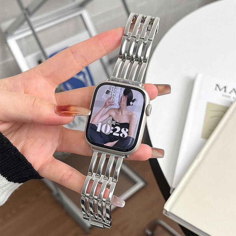 STAINLESS STEEL APPLE WATCH BAND 10/9/8/7/6/5/4/SE ULTRA 1/2 MULTICOLOR LUXURY