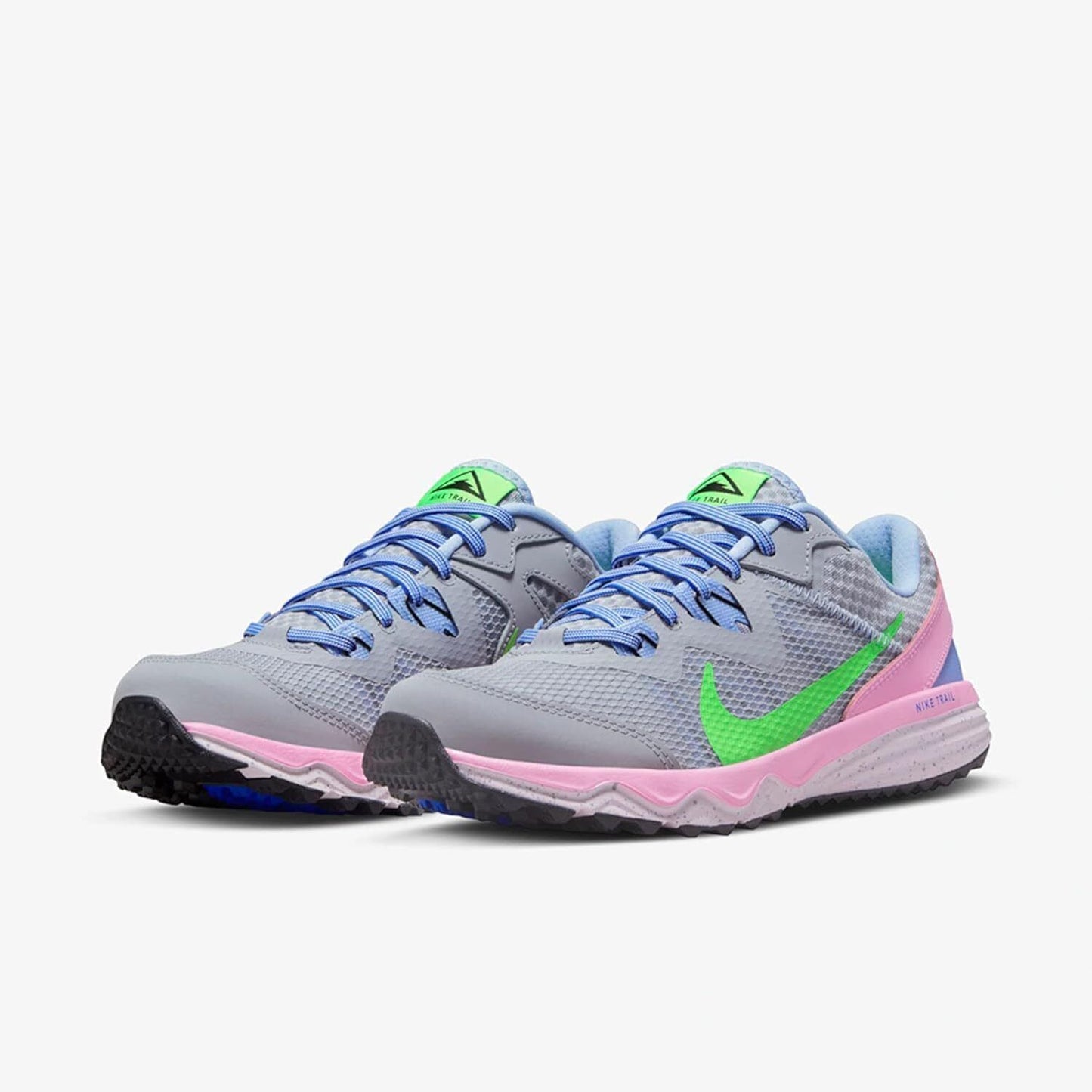 Nike Women Juniper Trail Running Shoe 7 Wolf Grey/Green Strike