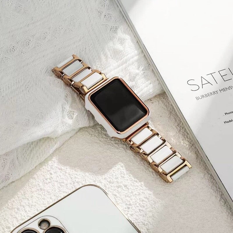 STAINLESS STEEL APPLE WATCH BAND 10/9/8/7/6/5/4/SE ULTRA 1/2 MULTICOLOR LUXURY