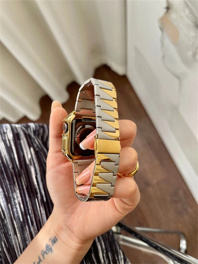 STAINLESS STEEL APPLE WATCH BAND 10/9/8/7/6/5/4/SE ULTRA 1/2 MULTICOLOR LUXURY