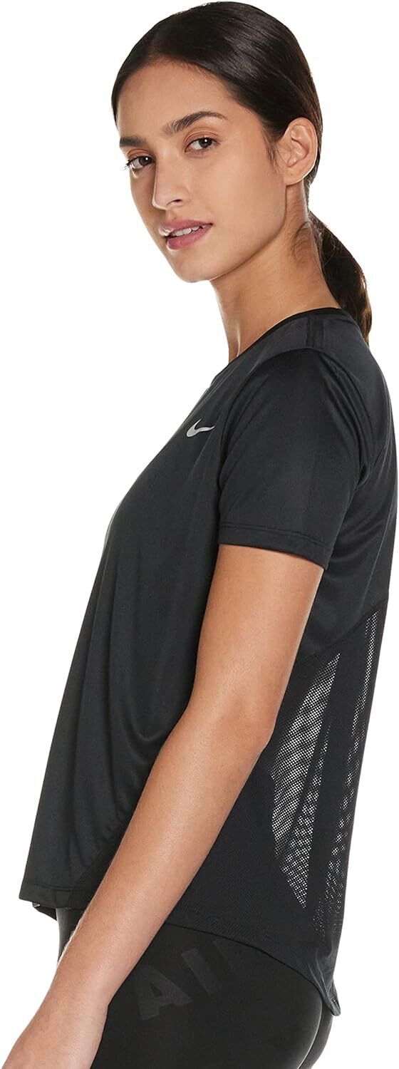 Nike Women's Miler Short Sleeve Running Top Medium Black