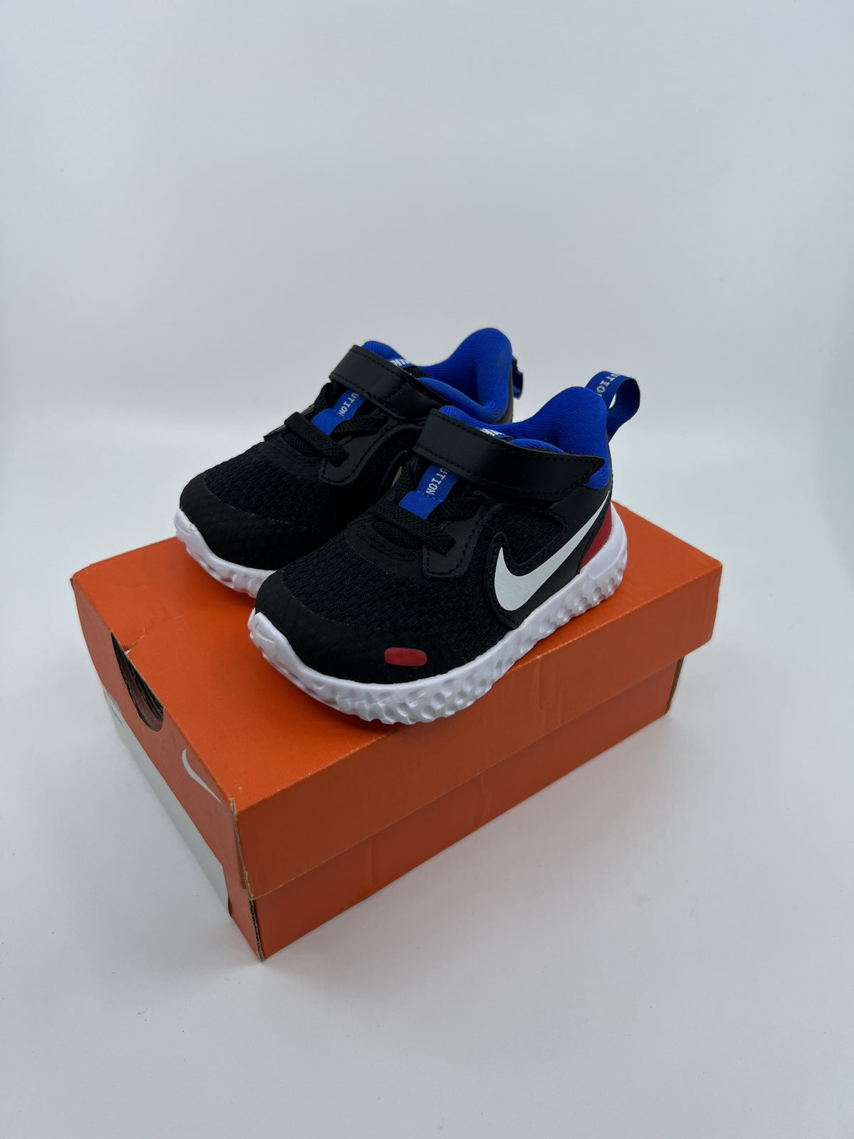 ♻️✅Nike Kids Toddler Revolution 5 Sneakers Black Blue BQ5673 020 Shoes Size4C