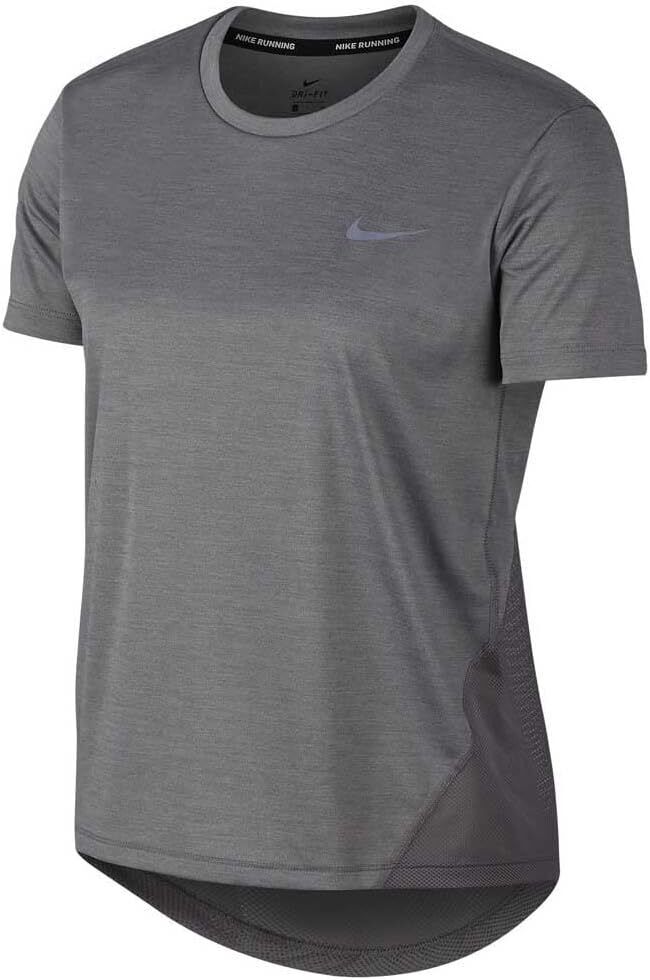 Nike Womens Dry Miler Running T-Shirt Dark Grey Heather/Reflective Silver