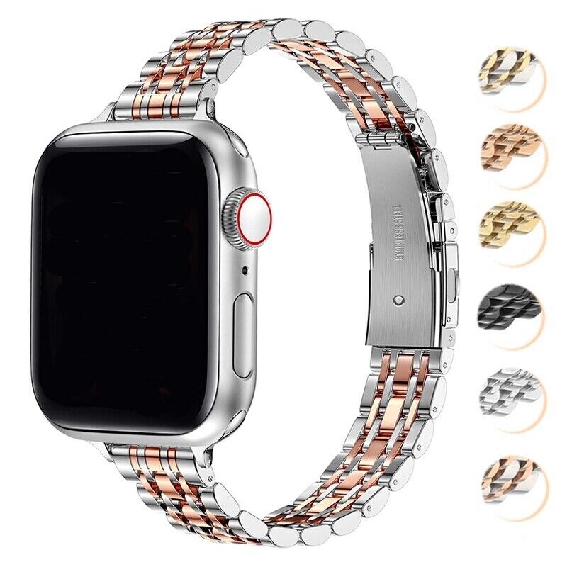 STAINLESS STEEL APPLE WATCH BAND 10/9/8/7/6/5/4/SE ULTRA 1/2 MULTICOLOR LUXURY