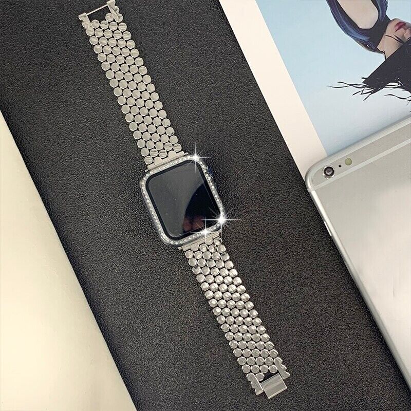 STAINLESS STEEL APPLE WATCH BAND 10/9/8/7/6/5/4/SE ULTRA 1/2 MULTICOLOR LUXURY