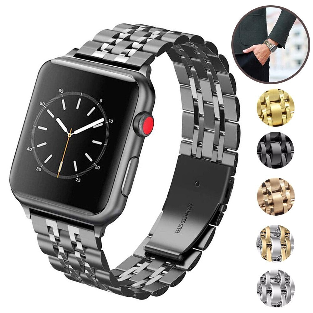 STAINLESS STEEL APPLE WATCH BAND 10/9/8/7/6/5/4/SE ULTRA 1/2 MULTICOLOR LUXURY