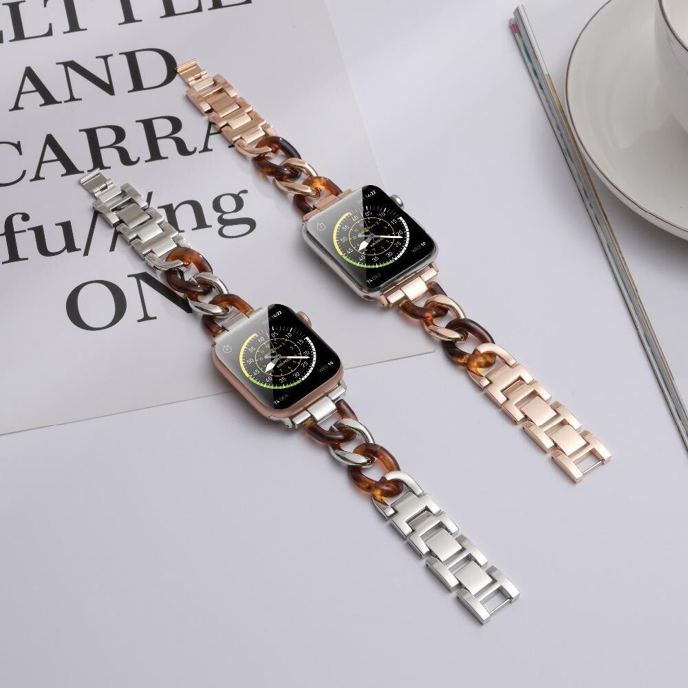 STAINLESS STEEL APPLE WATCH BAND 10/9/8/7/6/5/4/SE ULTRA 1/2 MULTICOLOR LUXURY