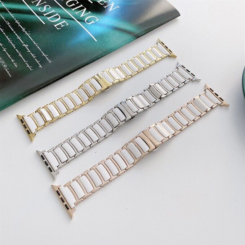 STAINLESS STEEL APPLE WATCH BAND 10/9/8/7/6/5/4/SE ULTRA 1/2 MULTICOLOR LUXURY