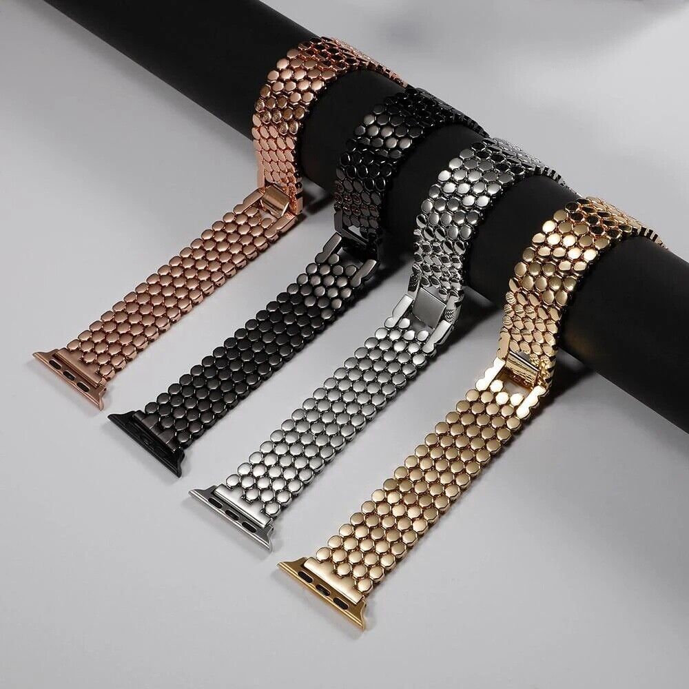 STAINLESS STEEL APPLE WATCH BAND 10/9/8/7/6/5/4/SE ULTRA 1/2 MULTICOLOR LUXURY