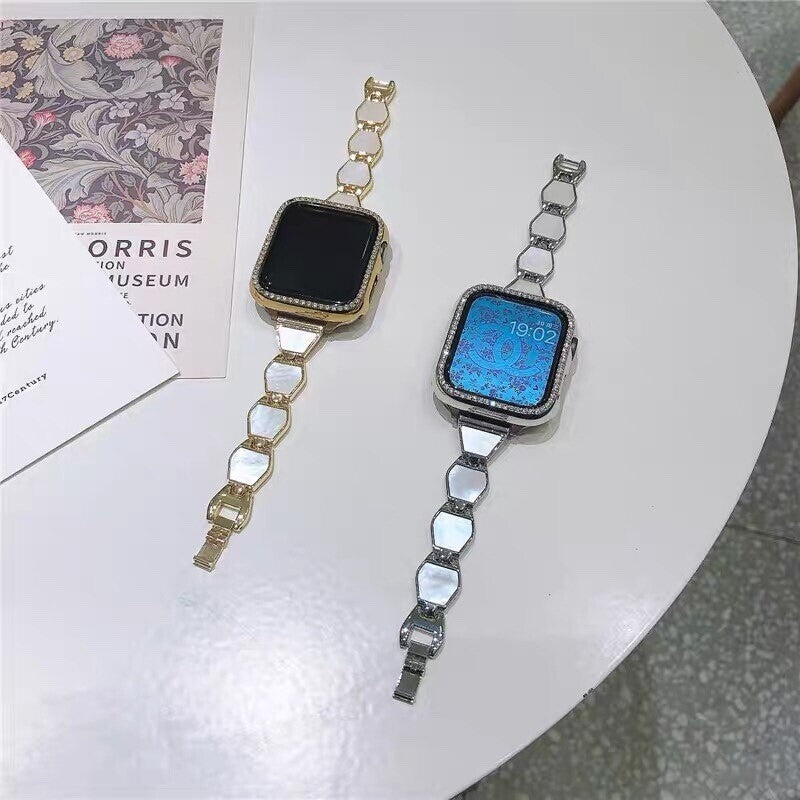 STAINLESS STEEL APPLE WATCH BAND 10/9/8/7/6/5/4/SE ULTRA 1/2 MULTICOLOR LUXURY