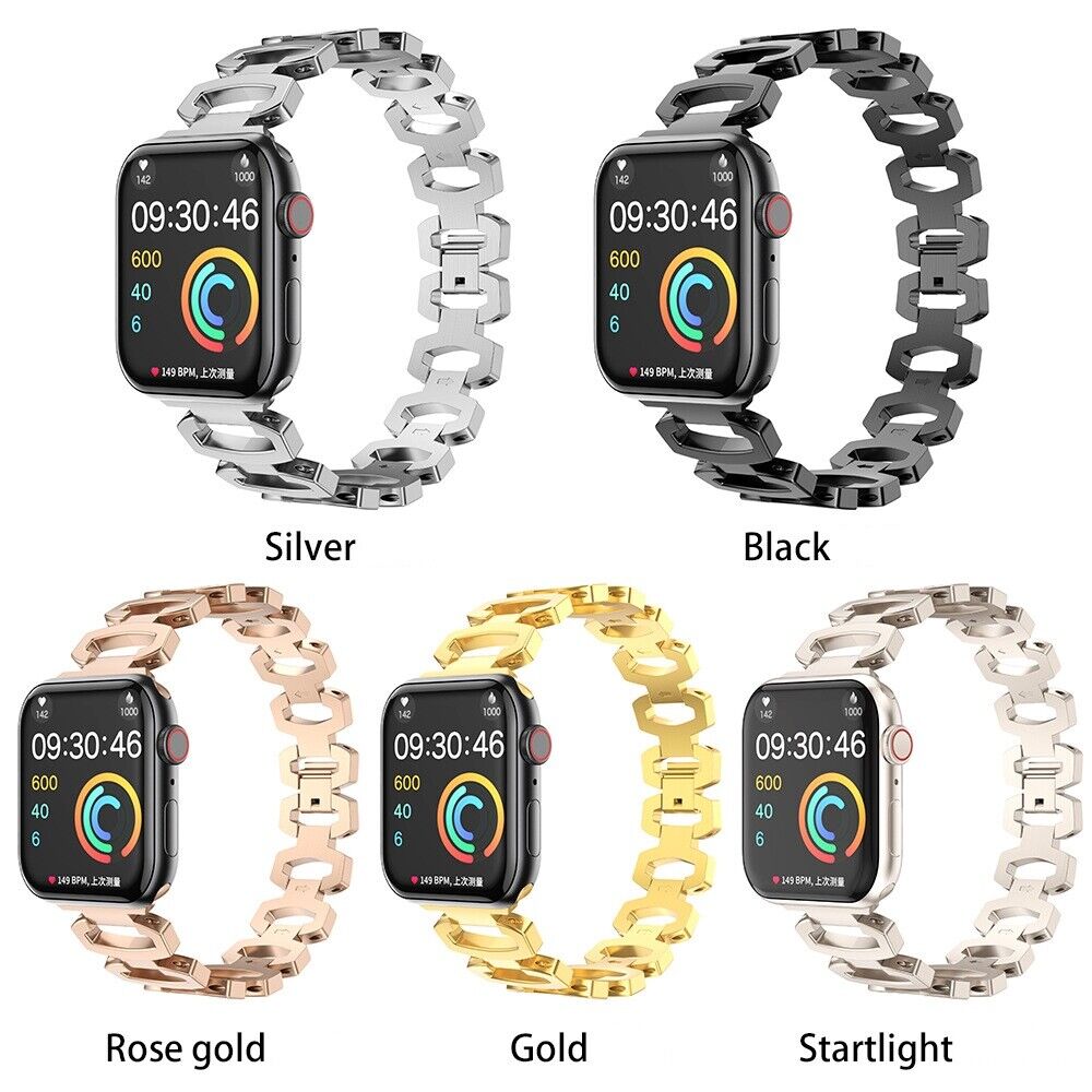 STAINLESS STEEL APPLE WATCH BAND 10/9/8/7/6/5/4/SE ULTRA 1/2 MULTICOLOR LUXURY