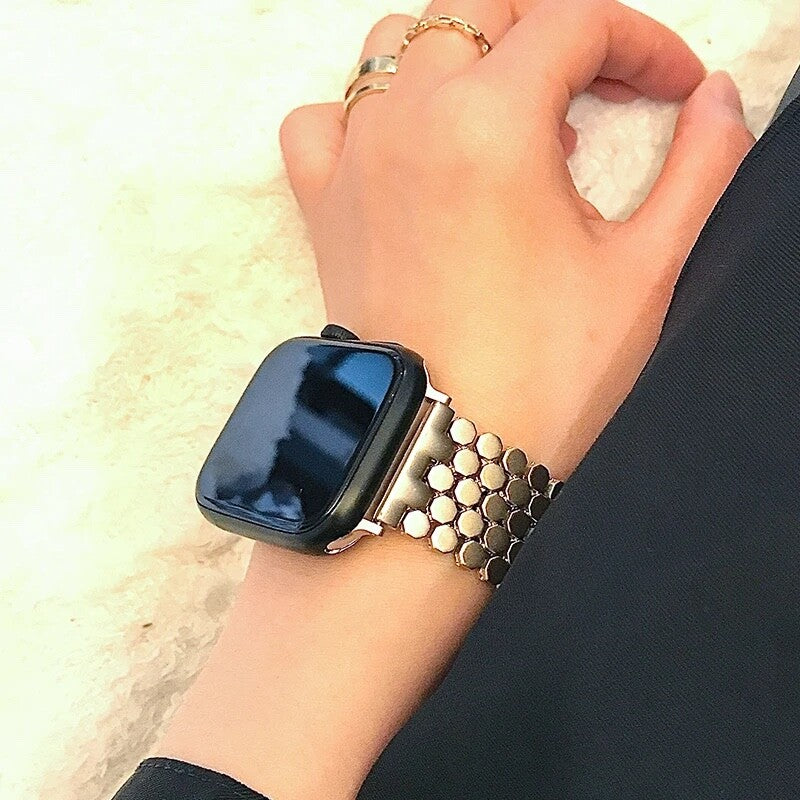 STAINLESS STEEL APPLE WATCH BAND 10/9/8/7/6/5/4/SE ULTRA 1/2 MULTICOLOR LUXURY