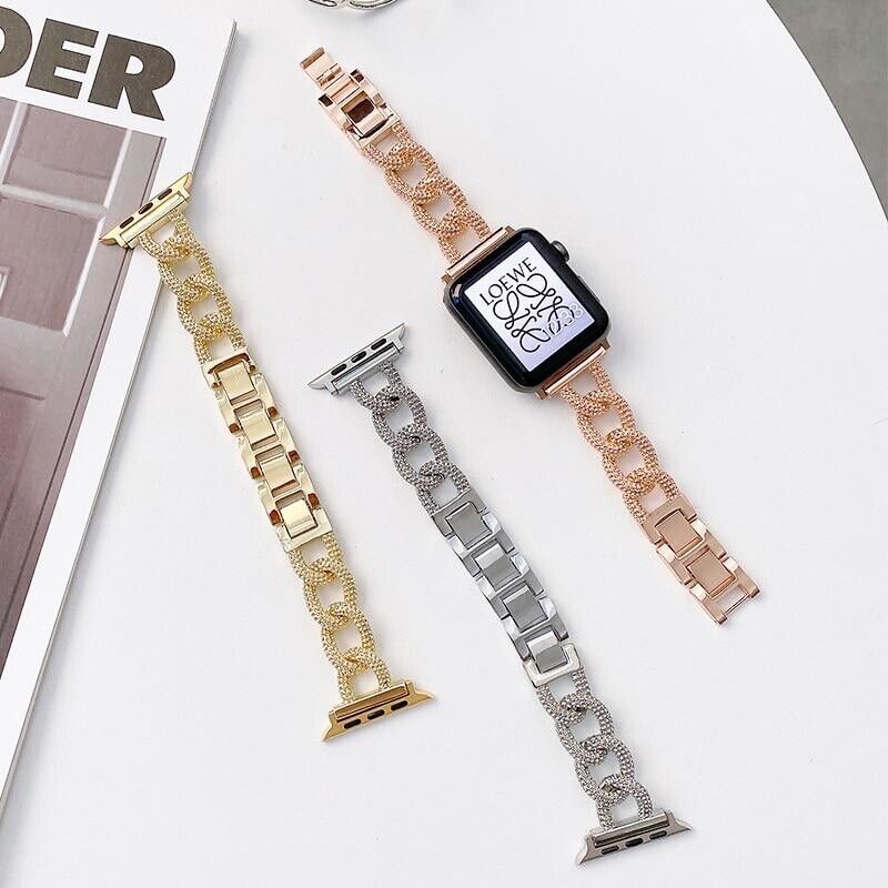 STAINLESS STEEL APPLE WATCH BAND 10/9/8/7/6/5/4/SE ULTRA 1/2 MULTICOLOR LUXURY