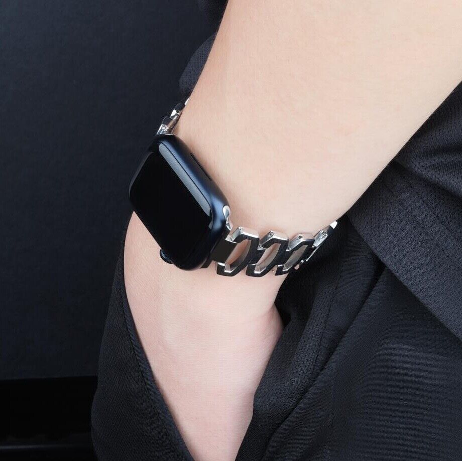 STAINLESS STEEL APPLE WATCH BAND 10/9/8/7/6/5/4/SE ULTRA 1/2 MULTICOLOR LUXURY