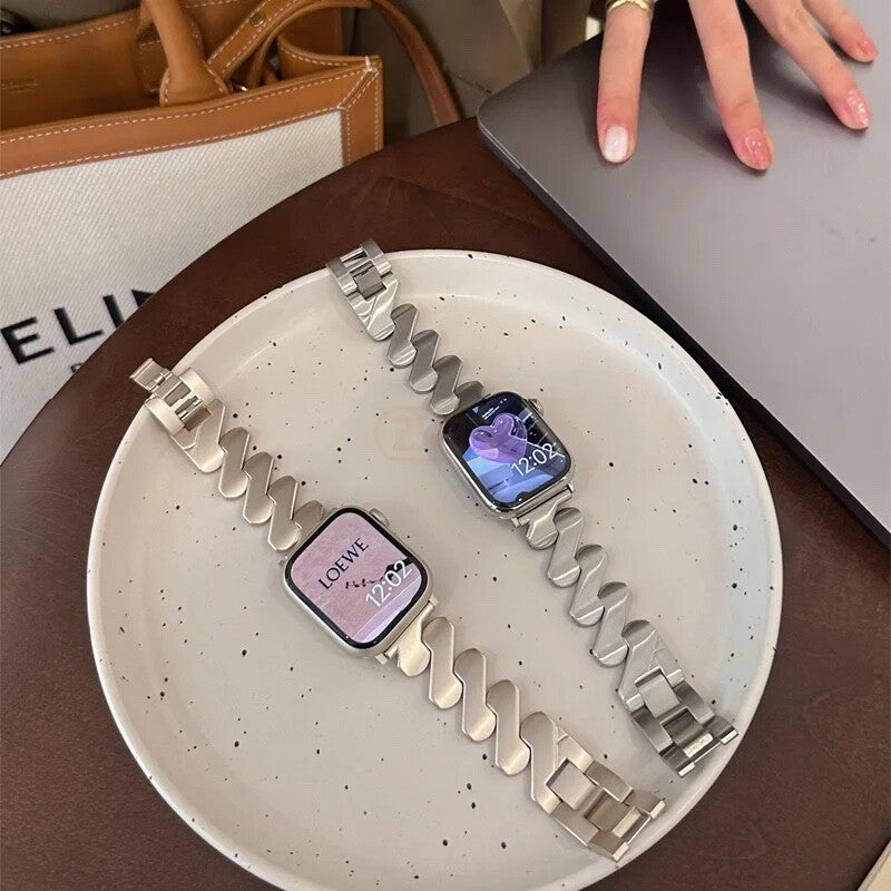 STAINLESS STEEL APPLE WATCH BAND 10/9/8/7/6/5/4/SE ULTRA 1/2 MULTICOLOR LUXURY