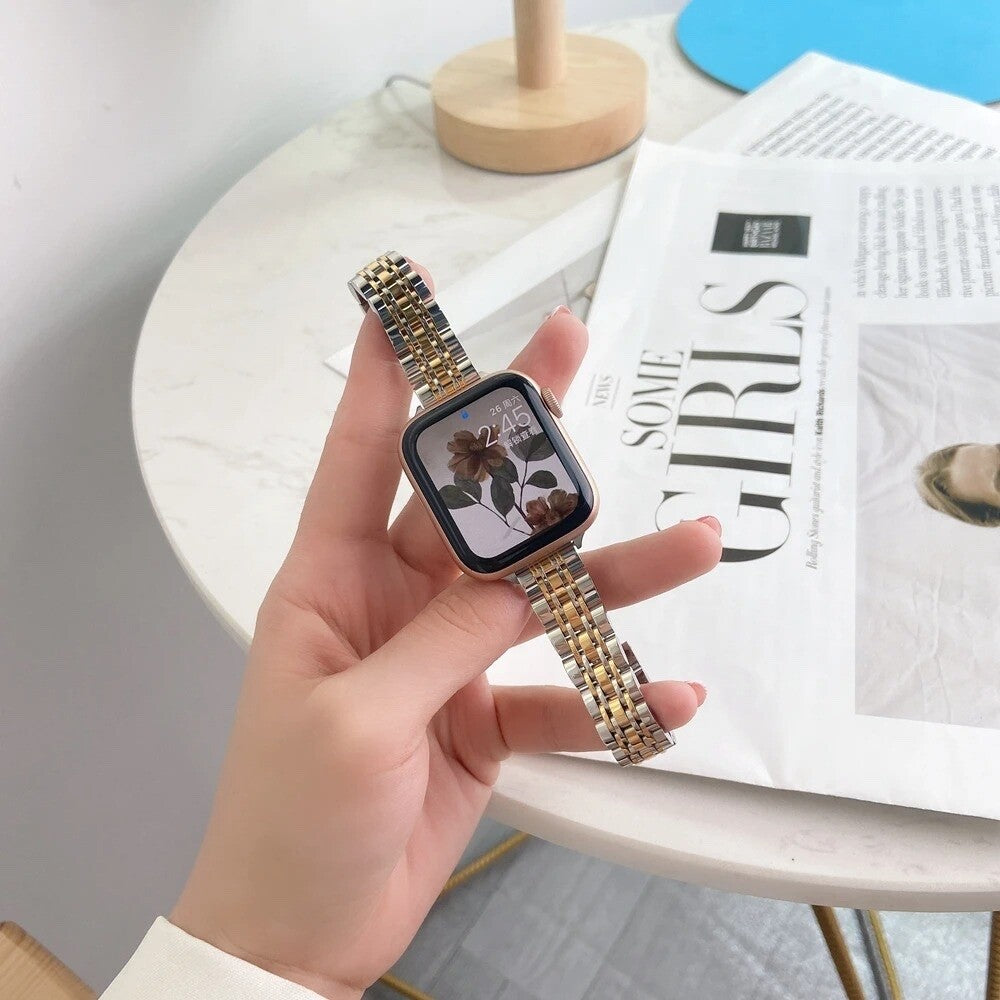 STAINLESS STEEL APPLE WATCH BAND 10/9/8/7/6/5/4/SE ULTRA 1/2 MULTICOLOR LUXURY