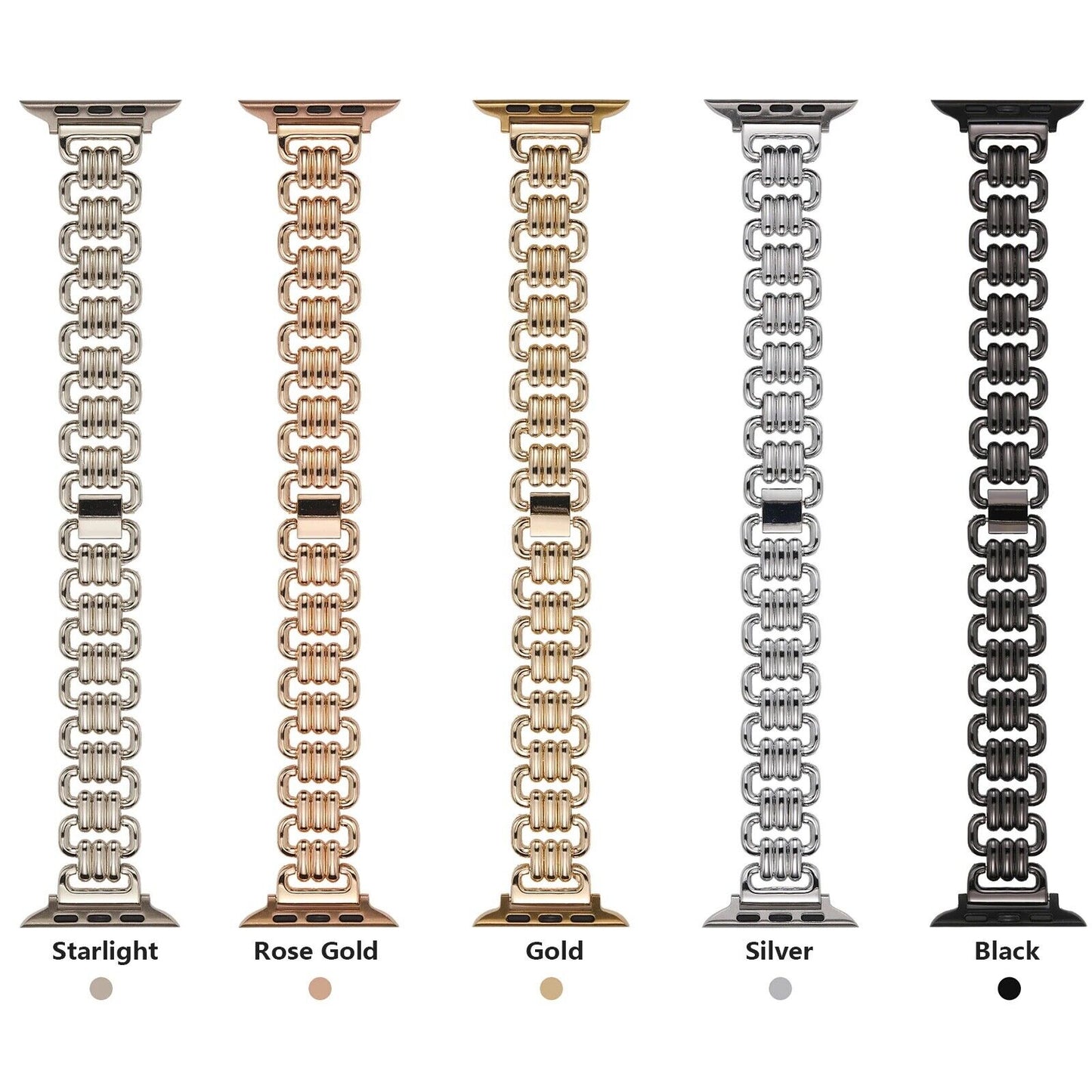 STAINLESS STEEL APPLE WATCH BAND 10/9/8/7/6/5/4/SE ULTRA 1/2 MULTICOLOR LUXURY