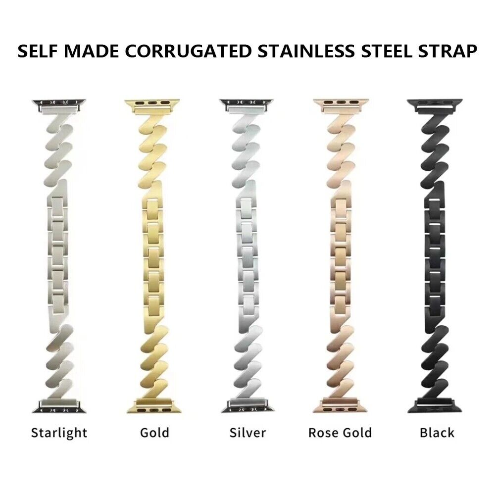 STAINLESS STEEL APPLE WATCH BAND 10/9/8/7/6/5/4/SE ULTRA 1/2 MULTICOLOR LUXURY