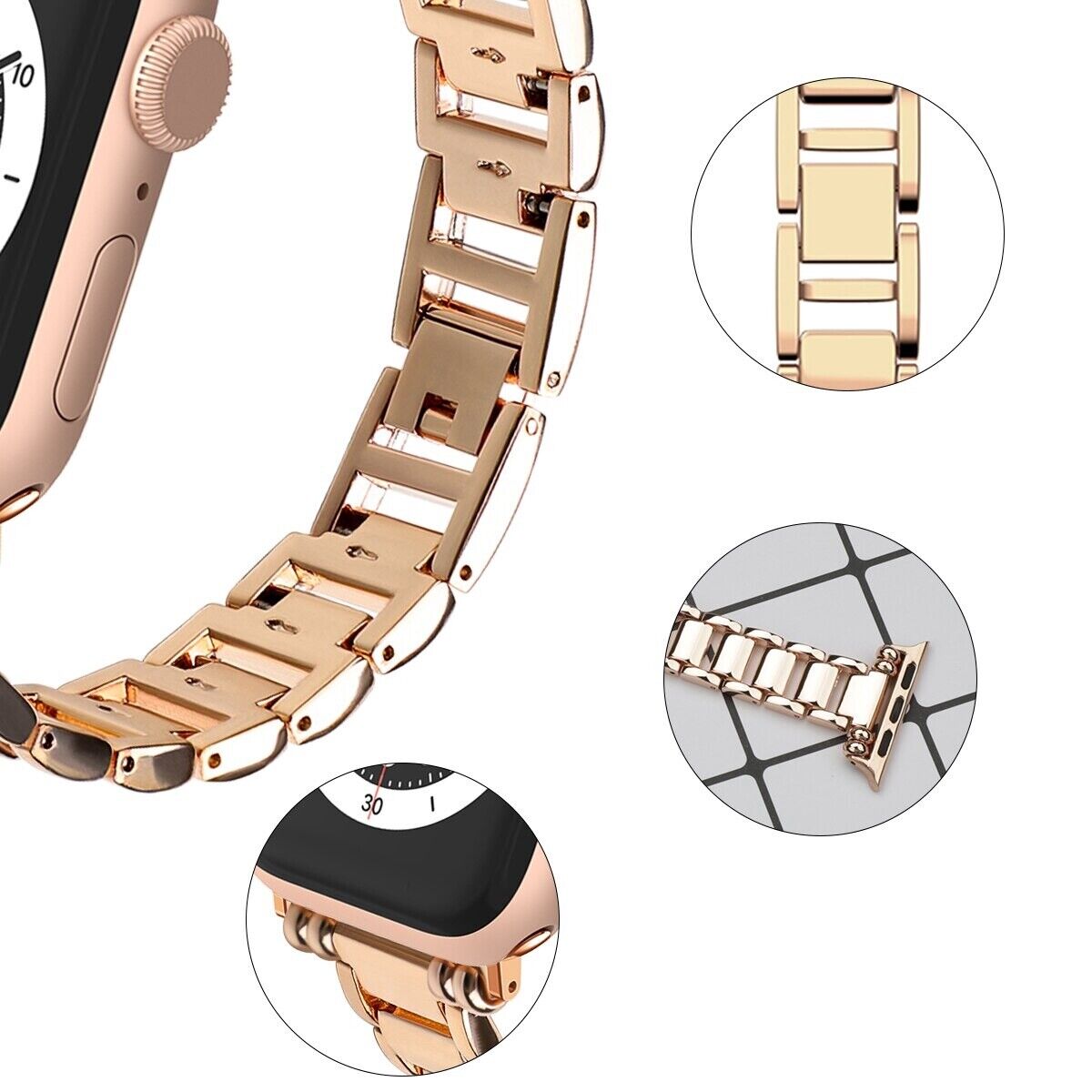 STAINLESS STEEL APPLE WATCH BAND 10/9/8/7/6/5/4/SE ULTRA 1/2 MULTICOLOR LUXURY