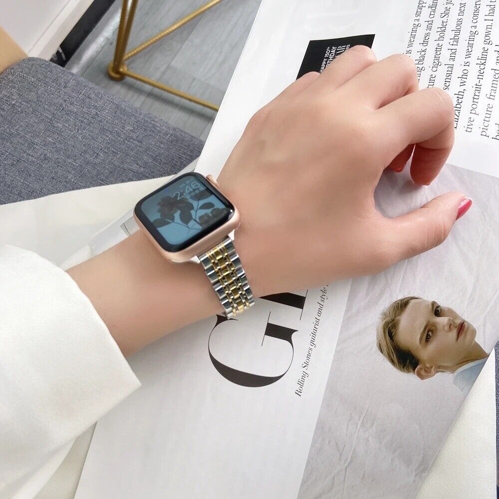 STAINLESS STEEL APPLE WATCH BAND 10/9/8/7/6/5/4/SE ULTRA 1/2 MULTICOLOR LUXURY