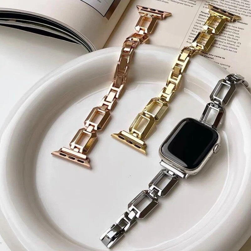 STAINLESS STEEL APPLE WATCH BAND 10/9/8/7/6/5/4/SE ULTRA 1/2 MULTICOLOR LUXURY