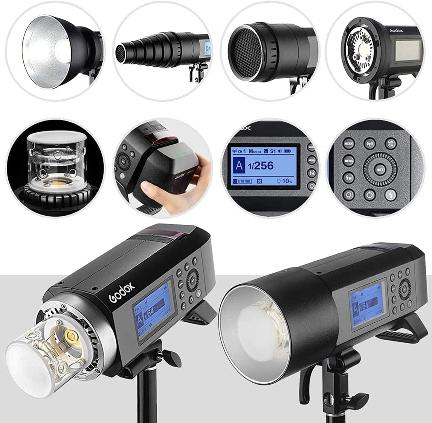 Godox AD400 Pro Outdoor Flash Strobe Light 30W LED Modeling Lamp,Recycle Time